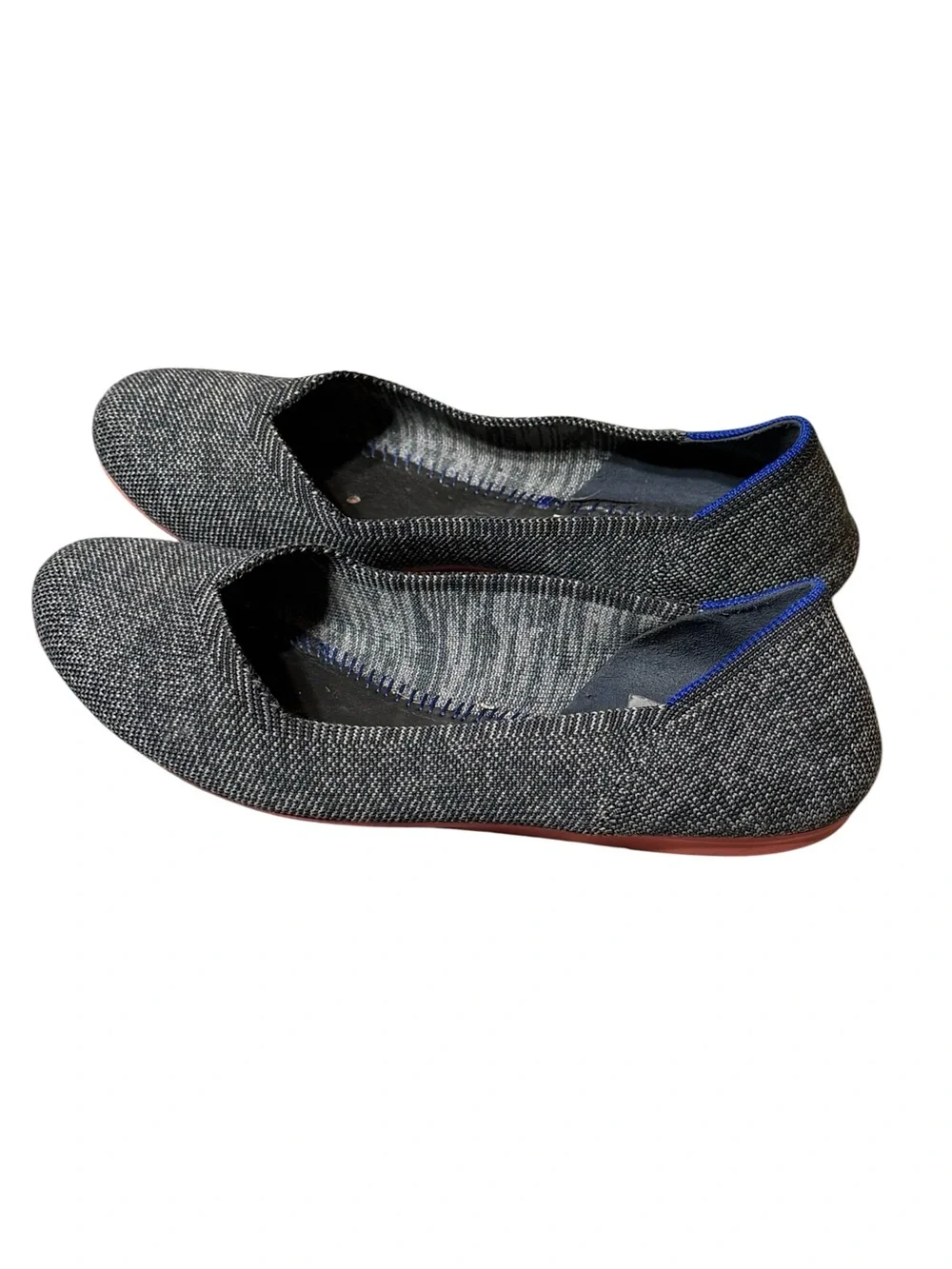 Rothys The Flat Size 9 Charcoal Gray Birdseye Round Toe Washable Knit Ballet